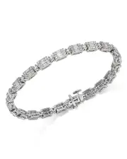 Bloomingdale's Fine Collection Diamond Round & Baguette Tennis Bracelet in 14K White Gold, 3.0 tcw