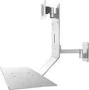 Computer Monitor Bracket, Wall Mount Stand-up Workstation with Keyboard Tray, Adjustable Angle Computer Desk, with 24" Wide Platform, for Home Office, Fits 75x75, 100x100mm Mounts 61cm