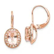 14k Rose Gold Morganite & Diamond Earring