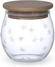 J-kitchens Pickled Food Jar, Heat Resistant Container, Glass, Canister, 3.0 x 3.5 inches (7.6 x 9.0 cm), 11.8 fl oz (350 cc), Snow Pattern, Convex