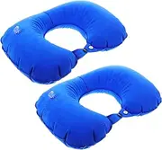 BESTYASH 2Pcs Inflatable U Shaped Travel Neck Pillow Air Pillow for Airplanes Office Naps and Home Relaxation Comfortable Neck Support Blue for Traveling and Outdoor Use