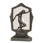 Meyda Lighting 9" High Deco Posing Lady Accent Lamp, Clear Fluted/Brass - 268418