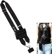 Phone Strap with Zippered Wallet Pouch, Crossbody Lanyard Neck Wristlet, Anti-Theft Clip