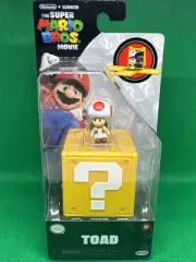 Nintendo Super Mario Bros Movie 1" Toad figure & Question cube scene NEW