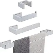 TocTen 4-Pcs Bathroom Hardware Set Stainless Steel Square Towel Rack Set Wall Mounted- Include Towel Bar, Hand Towel Holder, Toilet Paper Holder, Robe Hook, Bathroom Accessories Set (Chrome, 24 Inch)