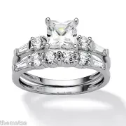 WEDDING ENGAGEMENT RING SET 10K WHITE GOLD SIZE 6 7 8 9 10