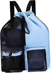 OKUMEYR Mesh Swim Bag Lightweight Drawstring Sports Backpack for Men Women Capacity with Separated Compartments for Swimming Gear Organization