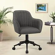 ALFORDSON Linen Office Chair Swivel Fabric Armchair,Height Adjustable Mid-Back Task Chair for Kids Adult Study Work, Computer Desk Chair Modern Home Office Gaming Chair(Dark Grey)