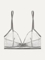 [Eres] Eres - Montsouris Mabillon Chantilly Lace Soft-cup Triangle Bra - Light gray - 36A 36 A Gray