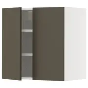 METOD wall cabinet with shelves/2 doors, white/Havstorp brown-beige, 60x37x60 cm