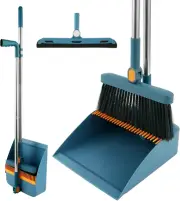 3PCS Broom and Dustpan Set Floor Sweeping Set with Long Handle 180°Rotating Floo