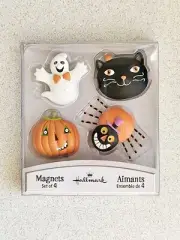 Vintage Hallmark Halloween Refrigerator Magnet Set Ghost Pumpkin Spider Cat