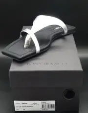 BNIB TONY BIANCO 'Eman' Silver Metallic Leather Slides - Size 10