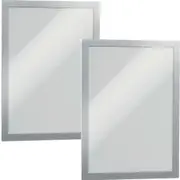 Durable Duraframe Sign Holder Adhesive Back A4 Silver Pack 2