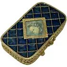 Estee Lauder Cobalt Blue Gilt Enamel Solid Perfume Portrait Compact Box Vintage