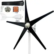 800W-1200W Wind Turbine 12V 24V 48V Wind Power Generator with MPPT Controller and 5-Blade Black Blade, Aluminum Alloy Shell High Efficiency Wind Turbine Kits for Ships, Streets,800w,24V