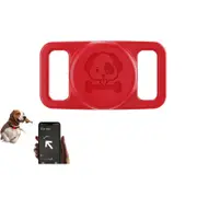 Water Resistant Airtag Dog Collar Holder Silicone Protective AirTag Cover-Red