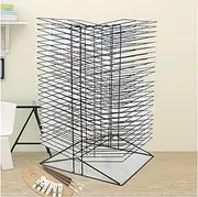 50-Layer Drying Easel,Foldable Up and Down,Movable Art Drying Rack,Art School and Studio Work Storage Rack,Space Saving (Color : Black)