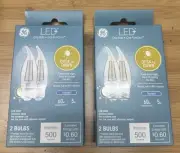 (2 Packages) GE LED+ Dusk to Dawn LED Light Bulbs, 60 Watts, Daylight, 4 Bulbs