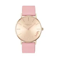 在飛比找蝦皮商城優惠-COACH 經典玫瑰金粉色皮帶腕錶36mm(14503332