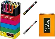 Uni-posca Paint Marker Pen SPECIAL SET (b-set) Mitsubishi Pencil Uni Posca Poster Color Marking Pens Fine Point 15 Colours (PC-3M15C) Gold and Silver -Japan Import