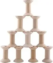 10pcs Wooden Empty Spool Empty Thread Spools Wire Weaving Bobbins Wood Color 47mmx31mm