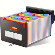 File Organizer, 25 Pockets Expanding File Folder, Plastic Document Holder for A4 Letter Size, Receipt and Paper Organizer for Office, School, Home