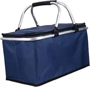 COLLBATH 1pc Picnic Bag Collapsible Picnic Basket Large Shopping Bags Foldable Tote Blue Insulated Picnic Baskets Large Portable Market Basket Large Insulated Bag Storage Basket for Picnic