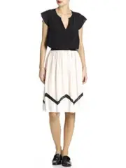 NAF NAF PARIS NUDE PINK GEOMETRIC CREPE SKIRT MIU TOP DRESS 36 4 6 S M XS 2 DVF