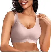 ZRBDHGF Women's Seamless Bras Full Coverage Smooth Scalloped No Underwire Push Up Bras Soft Wireless Bralettes Everyday Bra