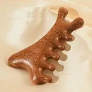Honeyfluff - Wooden Head Scalp Massager / Nose Scraping Tool / Hair Comb (Various Designs) Type 01 - Brown - One Size