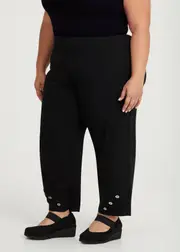 [TS] Taking Shape Petite Lantern Button Natural Pant Size 26 in Black, Viscose - Plus Size Women's Petite Plus Black