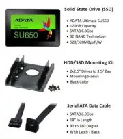 ADATA Ultimate 2.5" 120GB SATA SSD / SSD Mounting Kit / SATA3 Data Cable Combo