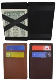Genuine Leather Men's Magic Slim Bifold Minimalist Thin Fashion Wallet Moga