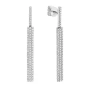 Gili Jewels Three Row White Gold Dangle Diamond Earrings 14k Round