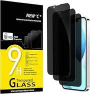 NEW'C Pack of 3 Privacy Screen for iPhone 13 Mini for Tempered Glass (5.4 Inches) for Tempered Glass, Balanced 35 Degree Protection Angle with Eye Protection, Ultra Durable 9H Hardness, Bubble-Free