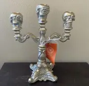 Martha Stewart Dull Gold Halloween Skull For Candlesticks Gothic Candelabra NWT