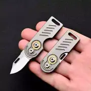 Titanium Alloy Handle Gear Folding Knife Mini Keychain Pocket Knife