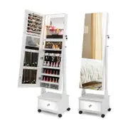 Costway Mirrored Jewellery Cabinet White