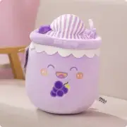 22cm Cute Fruit Drink Tea Plush Toys Cartoon Bottle Bubble Milk Tea Cup Grapes
