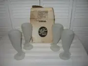 Vintage Tiara Set of 4 10oz Frosted Horn Shaped Glasses Goblets NIB!!