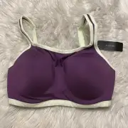Natori 32DD Sports Bra Purple Yogi Convertible Underwire Back Closure 731050 NEW