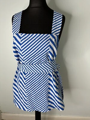 Autograph Ladies Blue White Strip Top Size 14