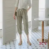 在飛比找momo購物網優惠-【2CV】冰絲抽繩綁帶鬆緊休閒褲-兩色nt043(MOMO獨