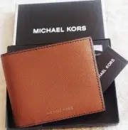 Michael Kors Andy Men’s Slim Billfold Wallet Brown Color NWT