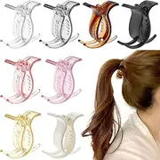 8 Pcs Glossy Colorful Ponytail Holders Claw Clips for Braiding Buns - Strong Hold French Barrettes and Fine Hair Jaw Clips Hair Accessories for Women