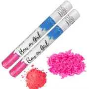 2pcs Confettified Holi Powder Smoke & Confetti Cannon Launcher Popper for Gender Reveal Party 45cm L Pink