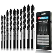 YG8 10-Piece Masonry Drill Bits Set for Tile Glass Ceramic Wood 1/8-1/2"