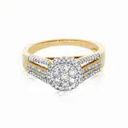 9ct Yellow Gold Round Brilliant Cut with 1/2 Carat tw of Diamonds Dress Ring