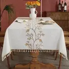 Cotton Linen Waterproof Tablecloth for Dining Table Farmhouse Kitchen Rectang...